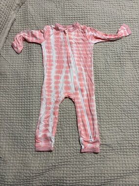 Kids Pink Tie-Dye One-Piece Zipper Pajamas